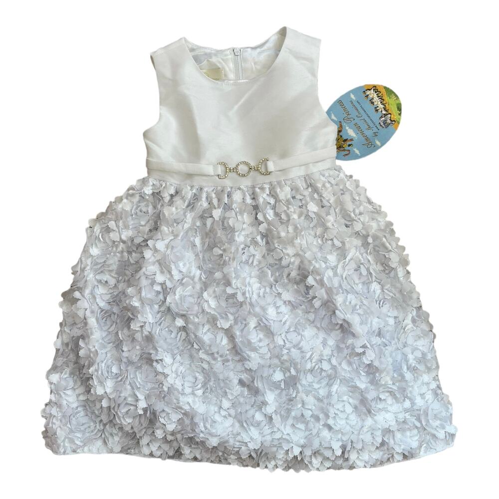 NEW American Princess White Dress Rhinestone Wedding Flower Girl Toddler 2T